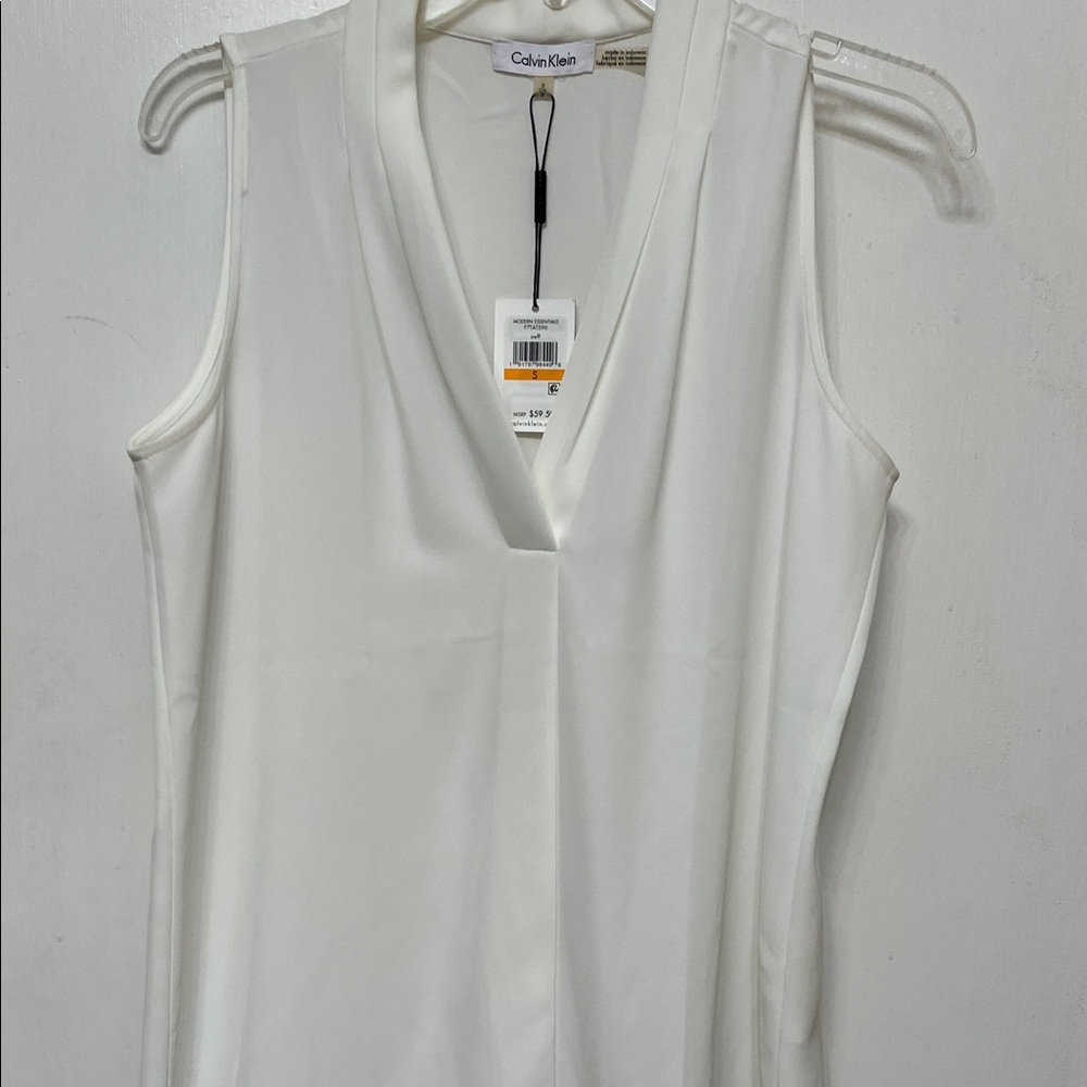 Calvin Klein Ivory V-Neck Top